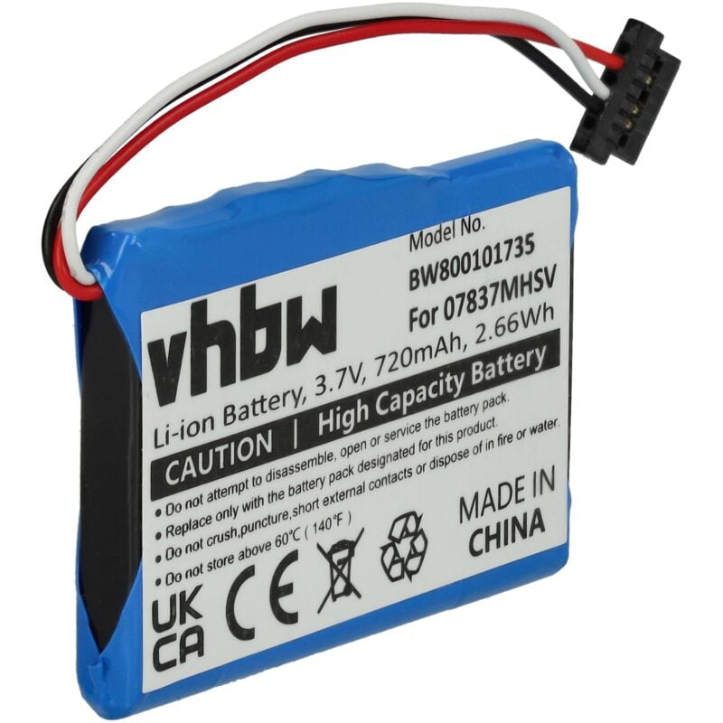 Vhbw - Akku kompatibel mit Becker Traffic Assist Highspeed 7934, Highspeed ii gps Navigation Navi (720mAh, 3,7V, Li-Ion)