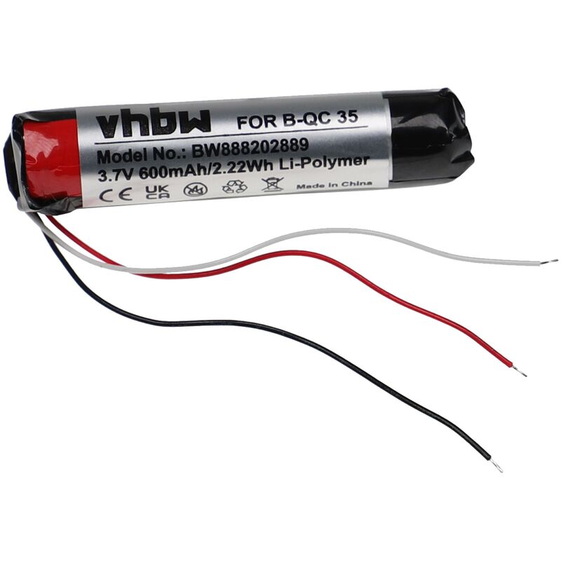 Vhbw - Akku kompatibel mit Bose QuietComfort 35 ii, 35, 45 Wireless Headset Kopfhörer (600 mAh, 3,7 v, Li-Polymer)