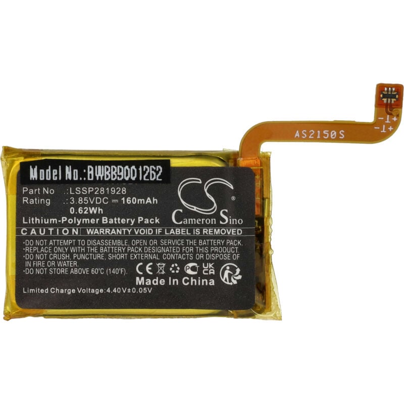 Vhbw - Akku kompatibel mit Fitbit Versa 2, FB507 Smartwatch Uhr Fitnessarmband (160 mAh, 3,85 v, Li-Polymer)