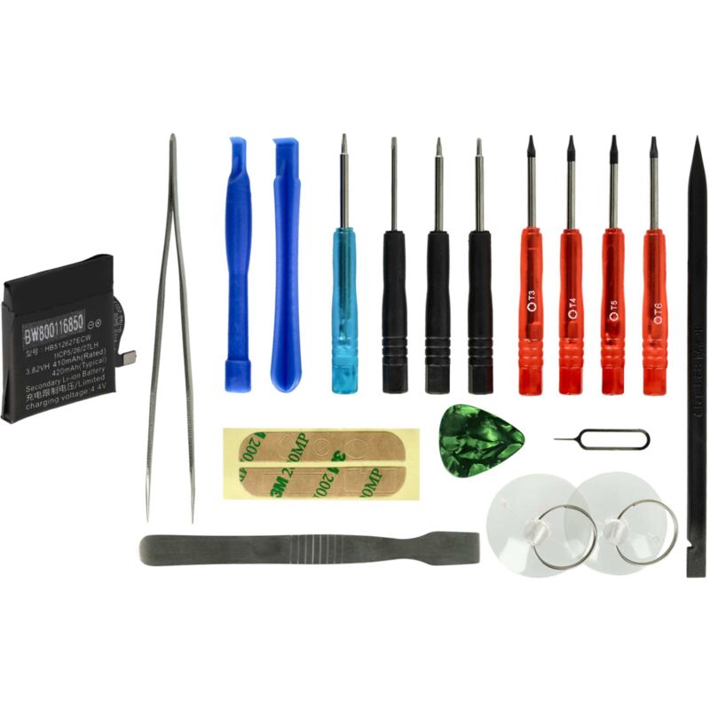 Vhbw - Akku kompatibel mit Huawei Watch 2, Watch 2 Pro, Watch gt+ Smartwatch Uhr Fitnessarmband (410mAh, 3,8V, Li-Polymer) + Werkzeug-Set