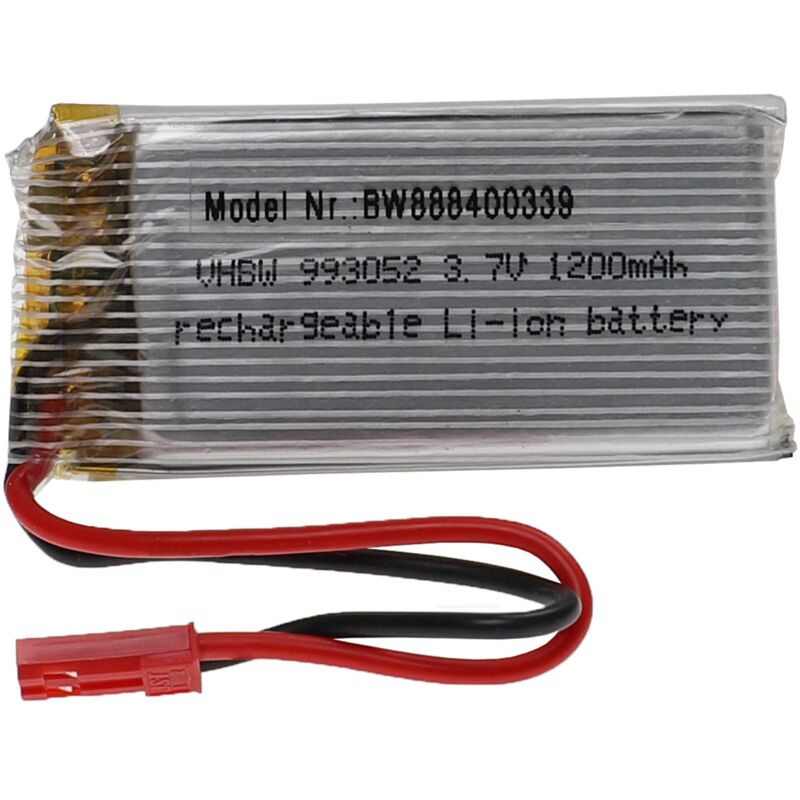 Vhbw - Akku kompatibel mit jst Stecker für Modellbau z.B. Racing Car, Helikopter, Flugzeug (1200mAh, 3,7V, Li-Polymer, 56 x 29 x 10 mm)