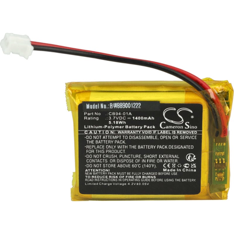 Vhbw - Akku kompatibel mit Motorola MBP36PU, MBP41, MBP41BU, MBP41PU, MBP43, MBP43BU Babyphone Babytalker (1400 mAh, 3,7 v, Li-Polymer)