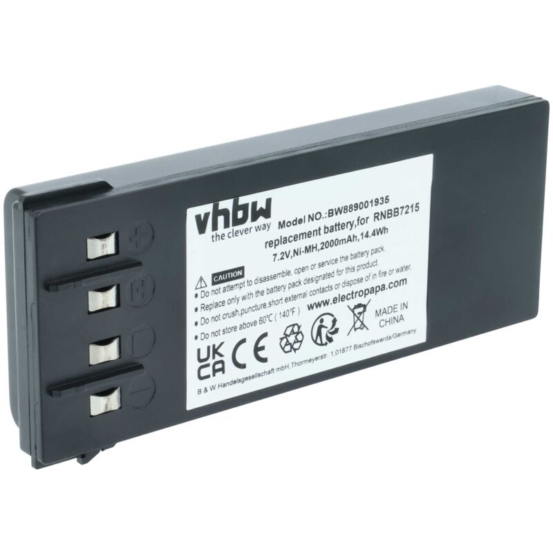 Vhbw - Akku kompatibel mit nbb nano-m, nano-s, nano-l, nano-l smj, 2.260.1020 Industrie-Funkfernsteuerung Fernbedienung (2000 mAh, 7,2 v, NiMH)