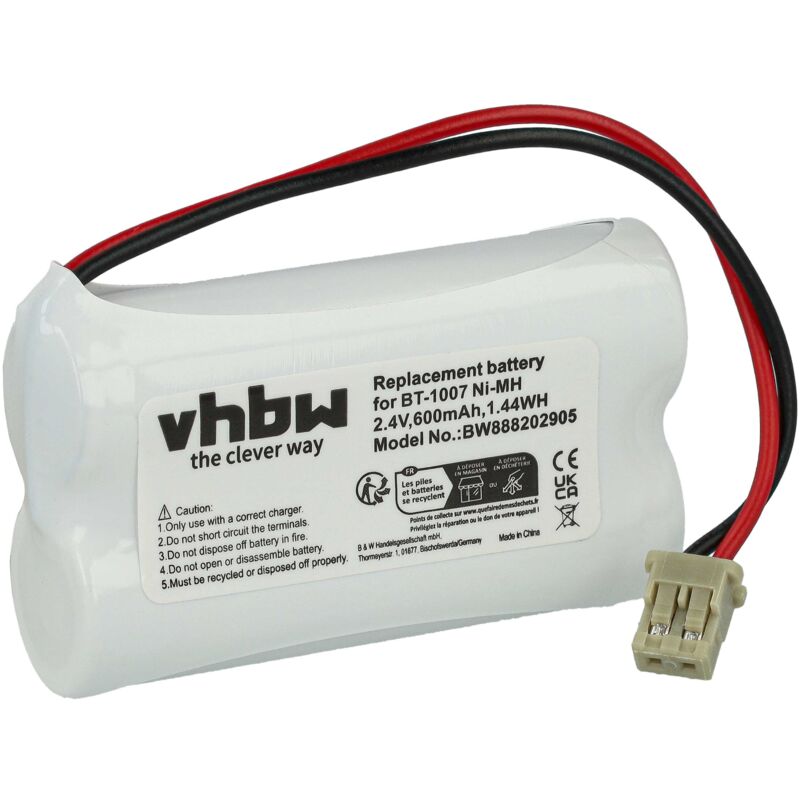 Vhbw - Akku kompatibel mit Radio Shack 23-9096, 23-960, 43-3533, 43-3534, 43-3541 schnurlos Festnetz Telefon (600mAh, 2,4V, NiMH)