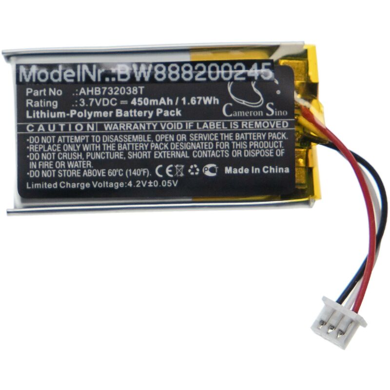 Vhbw - Akku kompatibel mit Sennheiser Impact 5033, 5034, 5035, 5036, 5063, 5064, 5065 Wireless Headset Kopfhörer (450mAh, 3,7V, Li-Polymer)