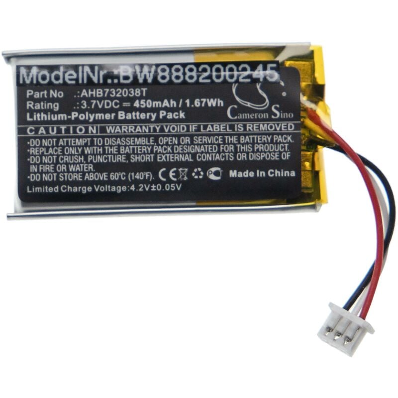 vhbw Akku Ersatz für Sennheiser AHB732038T für Wireless Headset Kopfhörer (450 mAh, 3,7 V, Li-Polymer)