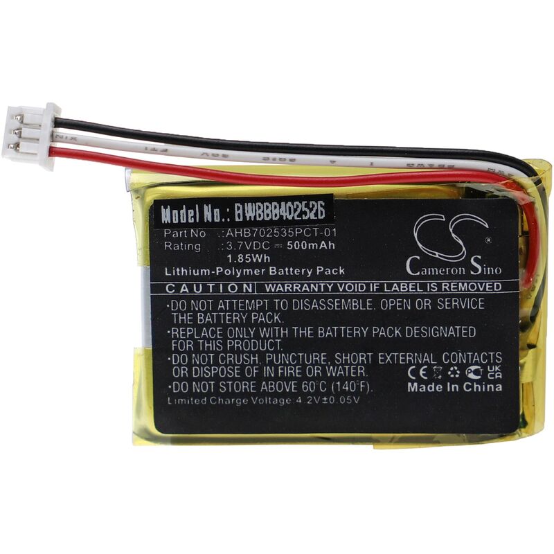 Vhbw - Akku Ersatz für Sennheiser AHB702535PCT-01 für Wireless Headset Kopfhörer (500 mAh, 3,7 v, Li-Polymer)