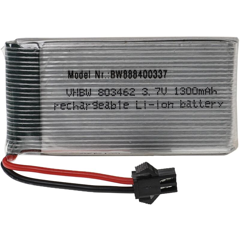 Vhbw - Akku kompatibel mit SM-2P Stecker für Modellbau (1300mAh, 3,7V, Li-Polymer, 67 x 34 x 9 mm)