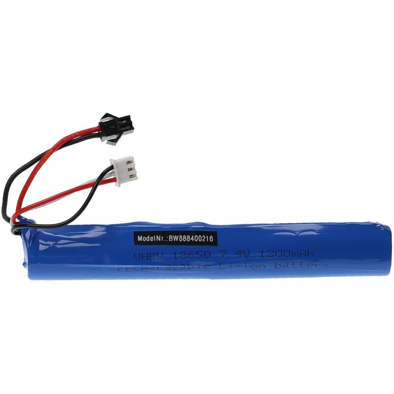 Vhbw - Akku kompatibel mit SM-2P Stecker für Modellbau z.B. Racing Car, Helikopter, Flugzeug (1300mAh, 7,4V, Li-Ion, 131 x 18,5 mm)