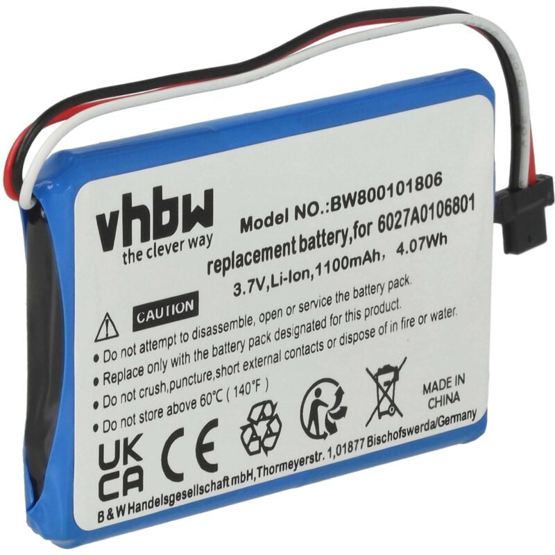 Vhbw - 1x Akku kompatibel mit TomTom xl iq Routes Edition, XL2 V4, 4ET0.002.02, 4ET03, xl iq gps Navigation Navi (1100 mAh, 3,7 v, Li-Ion)