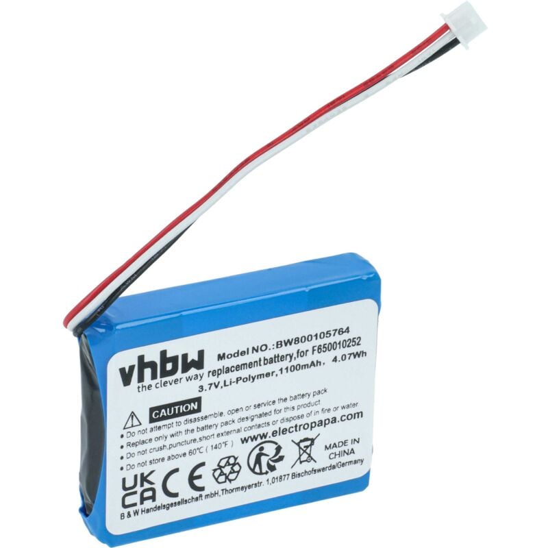 Vhbw - 1x Akku kompatibel mit TomTom One 4N00.012, 4N01.000, 4N01.001, 4N00.005, 4N00.006 gps Navigation Navi (1100 mAh, 3,7 v, Li-Ion)