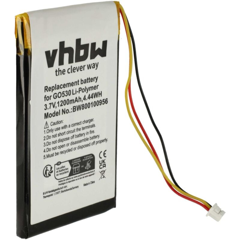 Vhbw - Akku kompatibel mit TomTom SatNav, 4CH5.000.00 gps Navigation Navi (1200 mAh, 3,7 v, Li-Polymer)