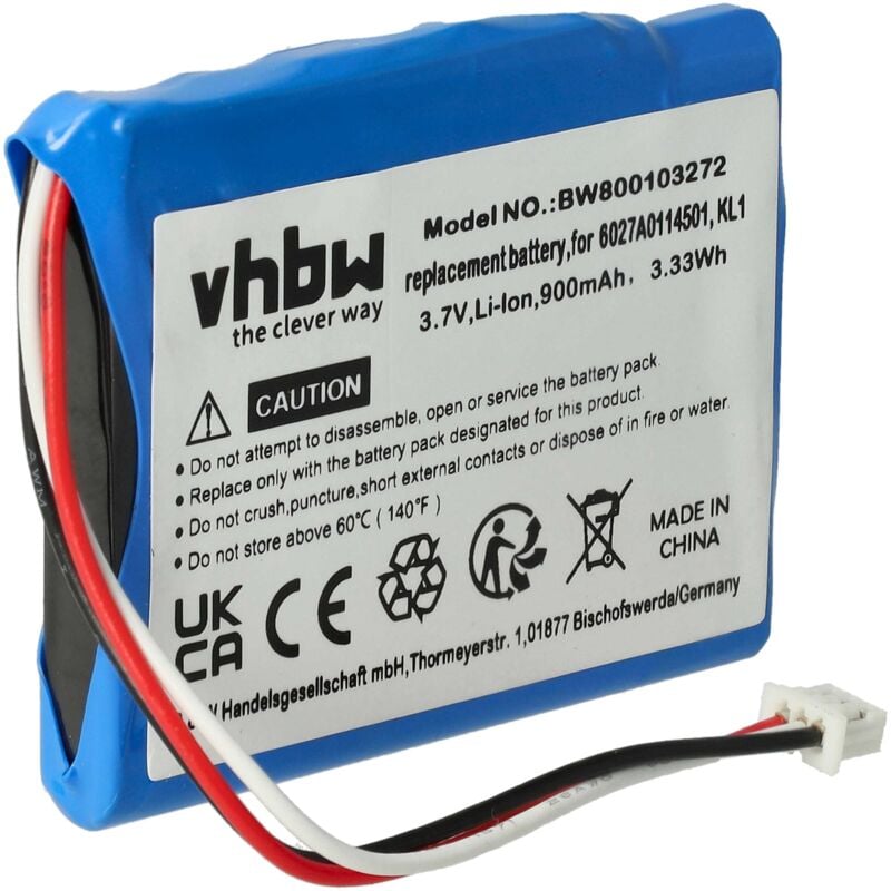 Vhbw - Akku kompatibel mit TomTom Via 135, 135M, 1405, 1405M, 1405T, 1435T, 1435TM gps Navigation Navi (900mAh, 3,7V, Li-Ion)