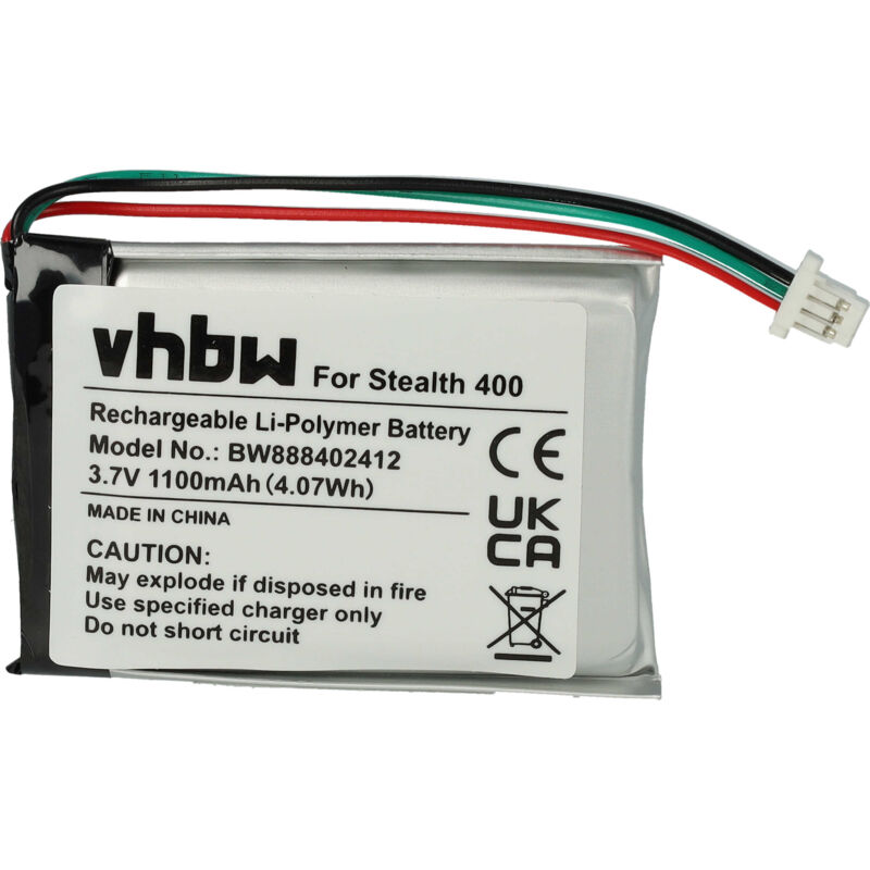 vhbw Akku kompatibel mit Turtle Beach Ear Force Stealth 420X, 500P, 400, 600 Wireless Headset Kopfhörer (1100mAh, 3,7V, Li-Polymer)