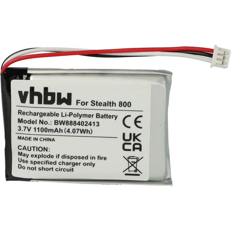 Vhbw - Akku kompatibel mit Turtle Beach Elite 800X Gen 2, 800, 800P Wireless Headset Kopfhörer (1100mAh, 3,7V, Li-Polymer)