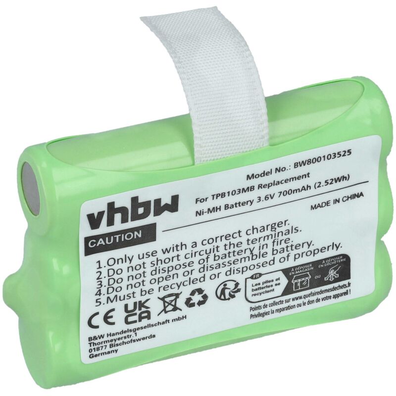 vhbw Akku kompatibel mit Twintalker 3700 Babyphone Babytalker (700 mAh, 3,6 V, NiMH)