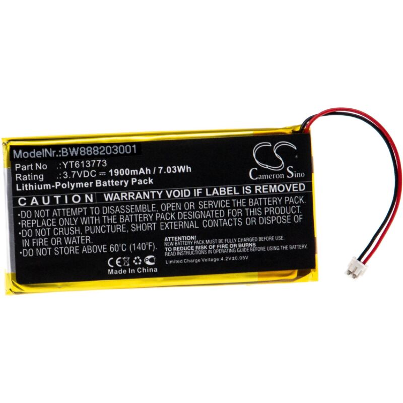 vhbw Akku kompatibel mit xDuoo X3 MP3-Player Musik Player (1900mAh, 3,7V, Li-Polymer)