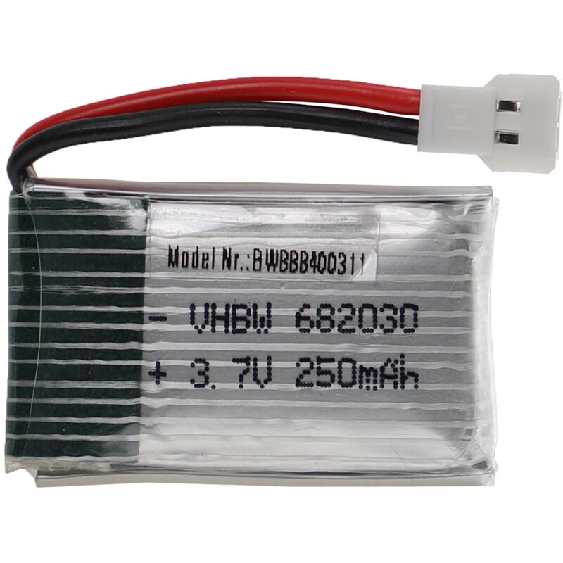 Vhbw - Akku kompatibel mit xh 2.54 2P Stecker für Modellbau z.B. Racing Car, Helikopter, Flugzeug (250mAh, 3,7V, Li-Polymer, 33 x 20 x 8,5 mm)