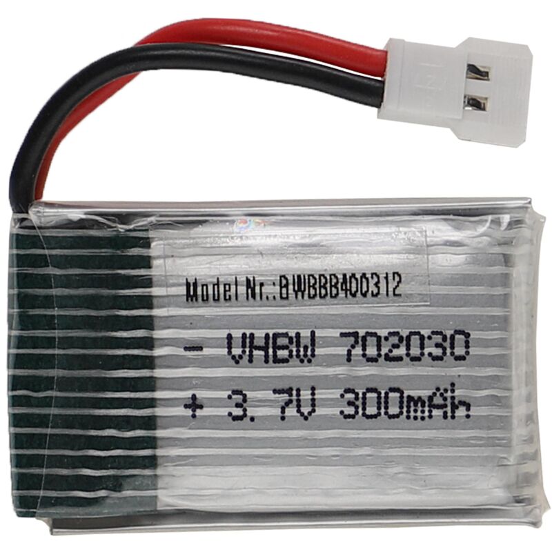 Vhbw - Akku kompatibel mit xh 2.54 2P Stecker für Modellbau z.B. Racing Car, Helikopter, Flugzeug (300mAh, 3,7V, Li-Polymer, 34 x 20 x 8,5 mm)