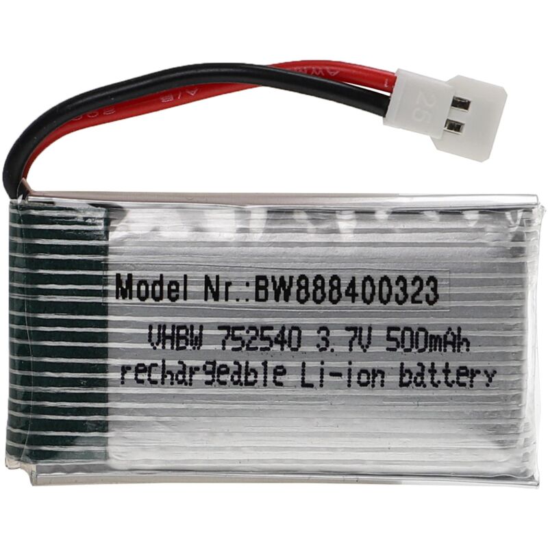 Vhbw - Akku kompatibel mit xh 2.54 2P Stecker für Modellbau z.B. Racing Car, Helikopter, Flugzeug (500mAh, 3,7V, Li-Polymer, 45 x 25 x 10 mm)