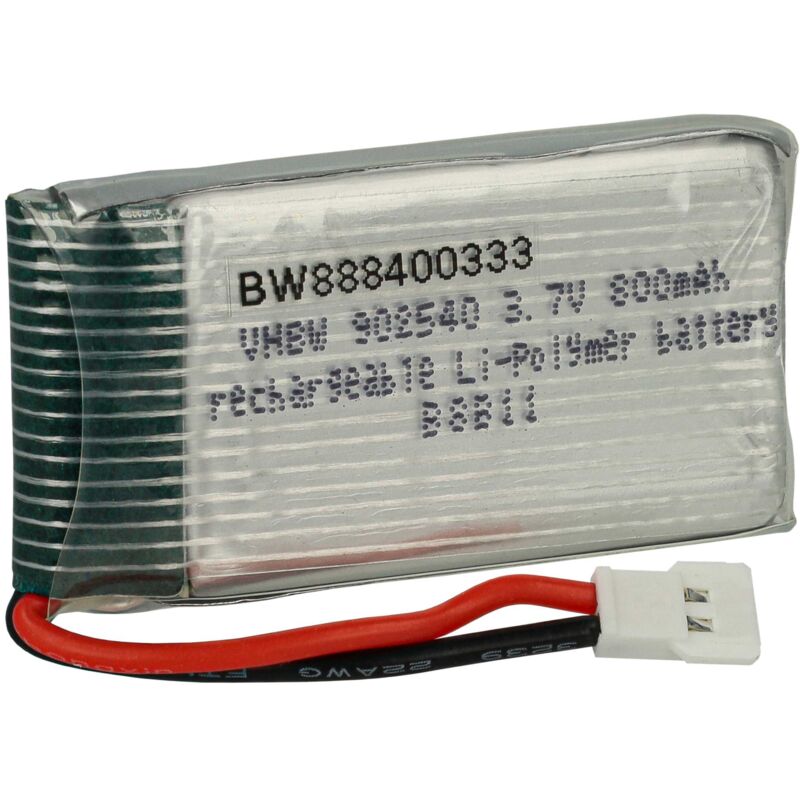 Vhbw - Akku kompatibel mit xh 2.54 2P Stecker für Modellbau z.B. Racing Car, Helikopter, Flugzeug (800mAh, 3,7V, Li-Polymer, 45 x 25 x 9,8 mm)