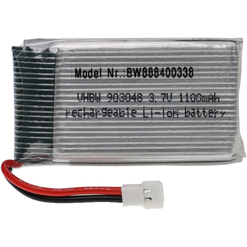 Vhbw - Akku kompatibel mit XH2.54-Stecker für Modellbau z.B. Racing Car, Helikopter, Flugzeug (1100mAh, 3,7V, Li-Polymer, 53 x 30 x 10 mm)