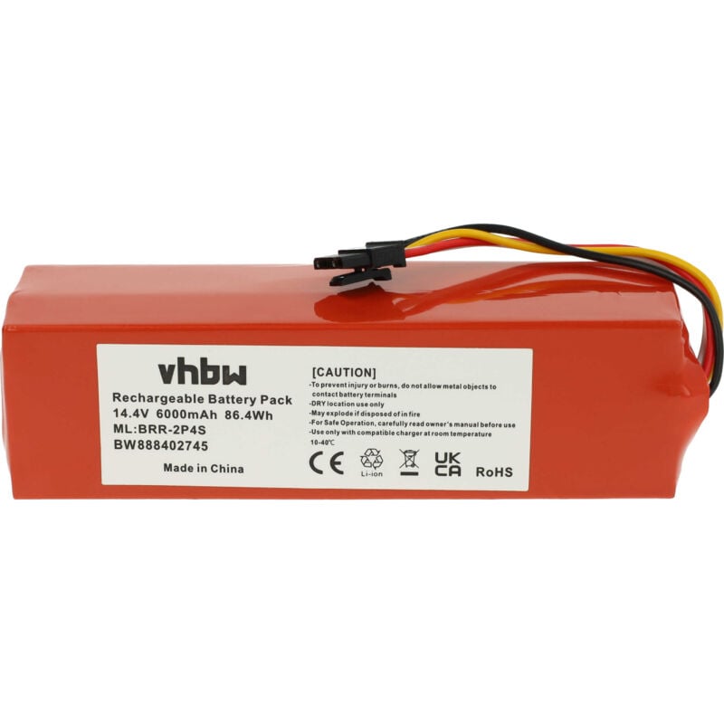 vhbw Akku kompatibel mit Xiaomi Roborock Q5 Pro Q5PR52-00, Q5 Pro Q50ULE, Q5 Pro+, Q5 2, Q5 +, Q7, Q5 Staubsauger (6000 mAh, 14,4 V, Li-Ion)