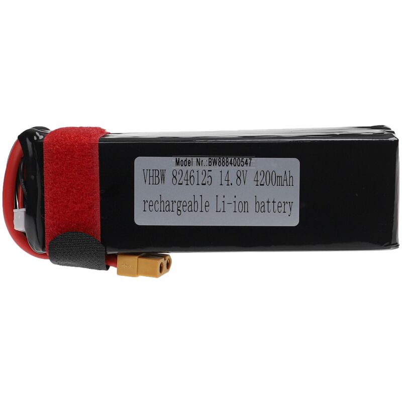 Akku kompatibel mit XT60 Stecker für Modellbau z.B. Racing Car, Helikopter, Flugzeug (4200mAh, 14,8V, Li-Polymer, 134 x 44,5 x 35 mm) - Vhbw