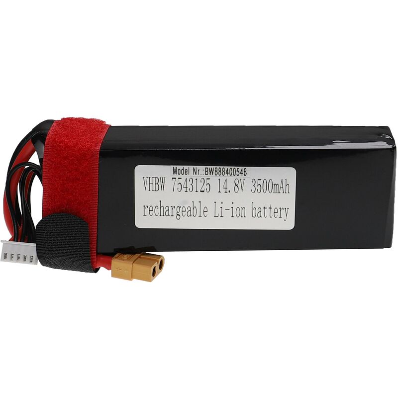 Akku kompatibel mit XT60 Stecker für Modellbau z.B. Racing Car, Helikopter, Flugzeug (3500mAh, 14,8V, Li-Polymer, 134 x 44 x 31,5 mm) - Vhbw