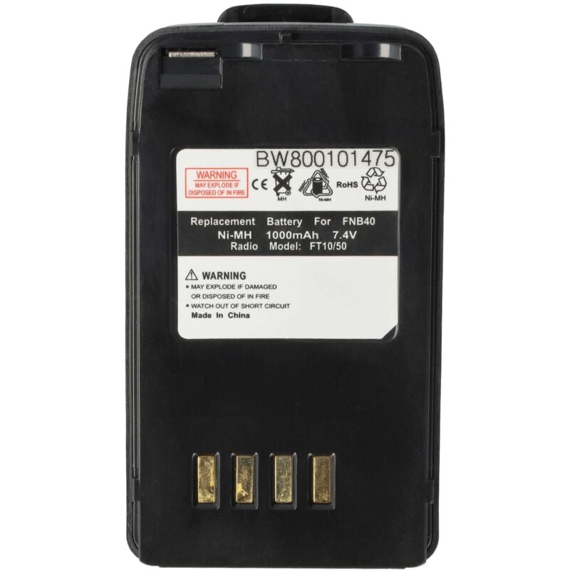 Vhbw - Akku kompatibel mit Yaesu Vertex VXA-100, FT-50R Funkgerät, Walkie Talkie (1000 mAh, 7,4 v, NiMH) + Gürtelclip