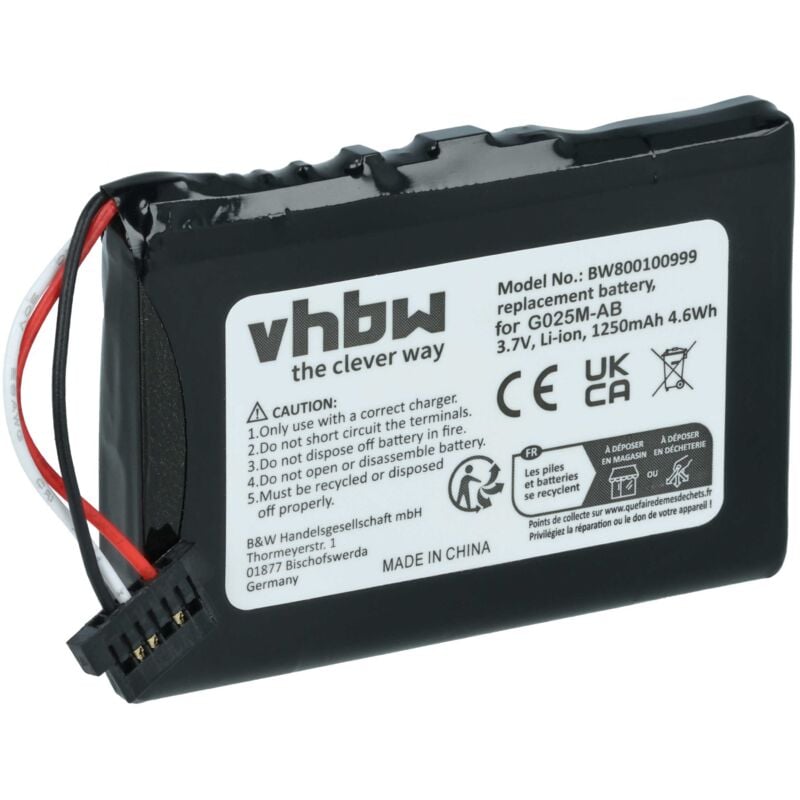 Vhbw - Akku kompatibel mit Yakumo Delta x 5 bt gps Navigation Navi (1200 mAh, 3,7 v, Li-Ion)