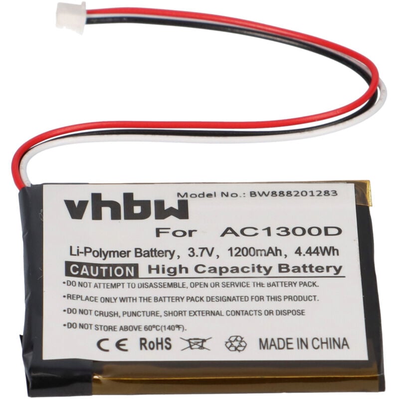 Vhbw - 1x Akku kompatibel mit Angelcare AC1300 Elterneinheit Babyphone Babytalker (1200 mAh, 3,7 v, Li-Polymer)