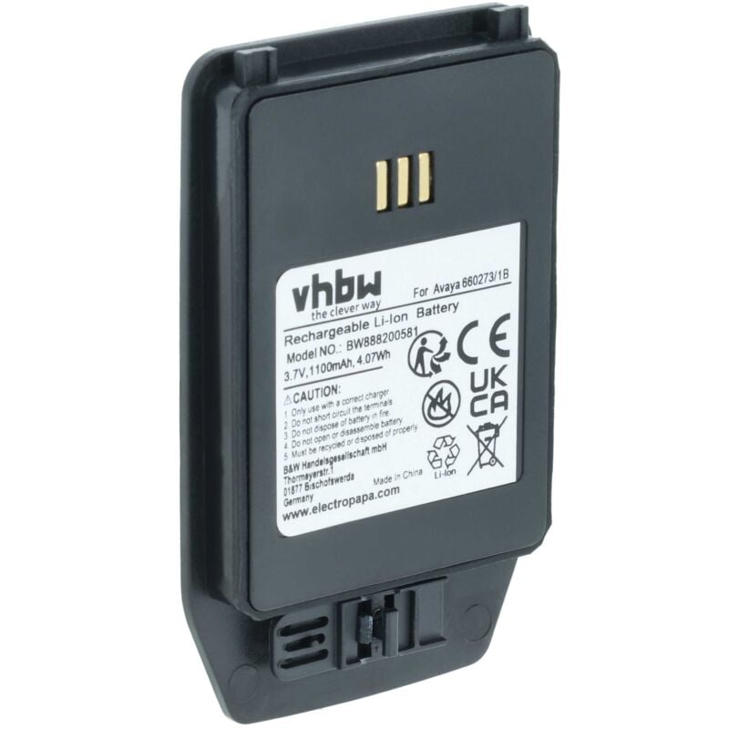 Vhbw - Akku kompatibel mit Mitel DT433 ex Handy Smartphone Telefon (1100 mAh, 3,7 v, Li-Ion)