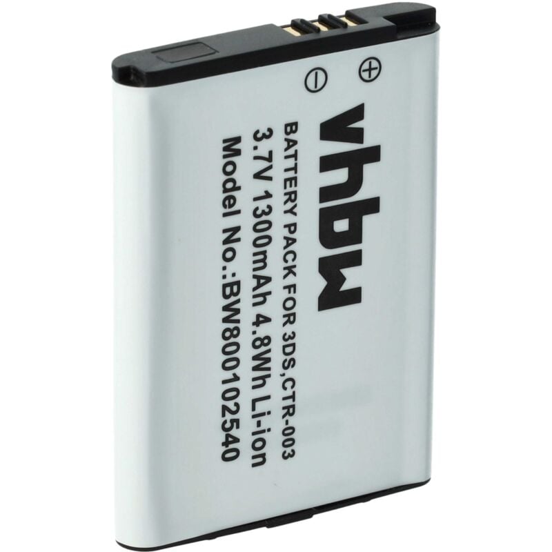 Vhbw - Akku kompatibel mit Nintendo 2DS, 3DS, New 2DS (xl), Wii u Pro & Switch Pro Controller - Ersatz für CTR-003 (Li-Ion, 1300mAh, 3.7V) Ersatzakku