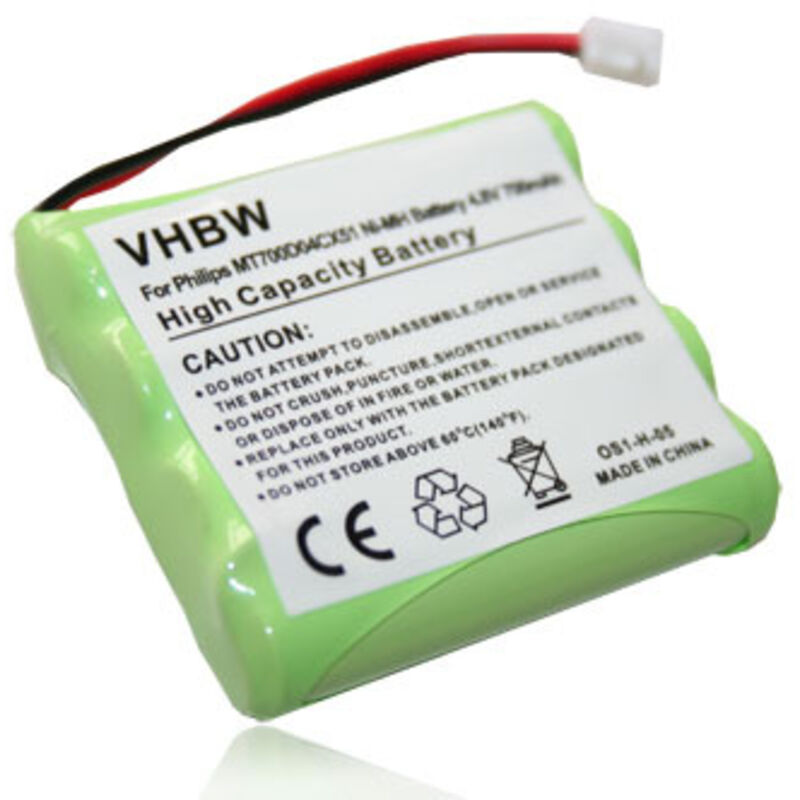 Vhbw - Akku Ersatz für Philips MT700D04CX51 für Babyphone Babytalker (700 mAh, 4,8 v, NiMH)