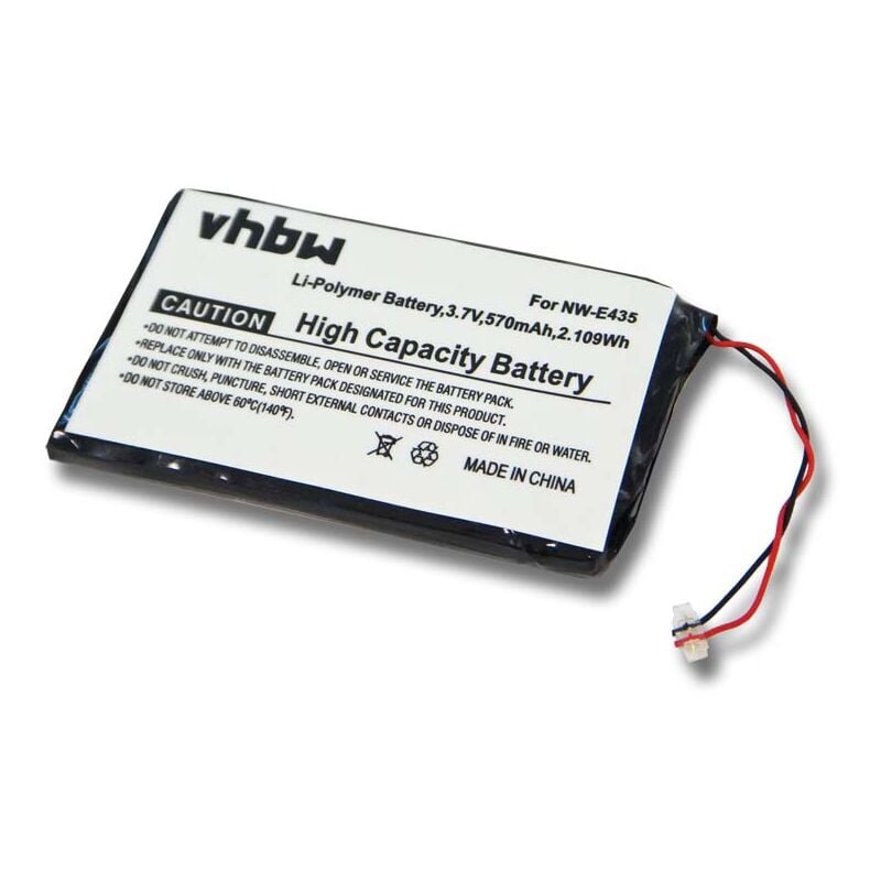 Vhbw - Akku kompatibel mit Sony NWZ-E438FPNK, NWZ-E436FBLU, NWZ-E436FPNK, NWZ-E438FBLK MP3-Player Musik Player (570 mAh, 3,7 v, Li-Polymer)