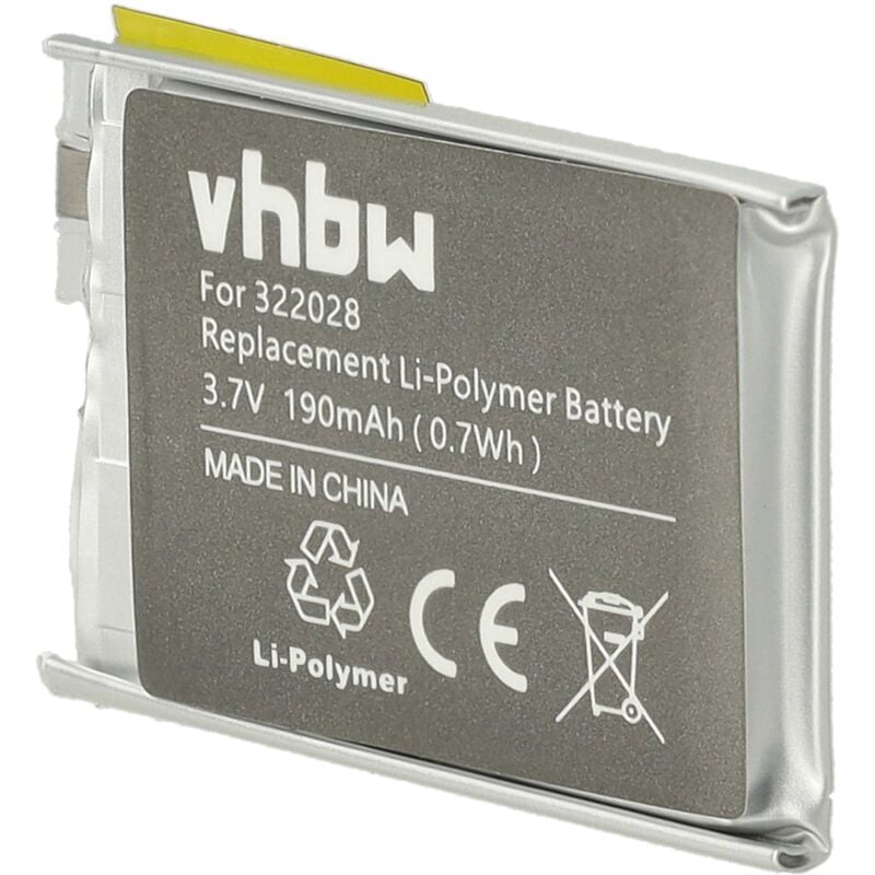 Vhbw - Akku kompatibel mit TomTom Runner Cardio, Multisport Smartwatch Uhr Fitnessarmband (190mAh, 3,7V, Li-Polymer)