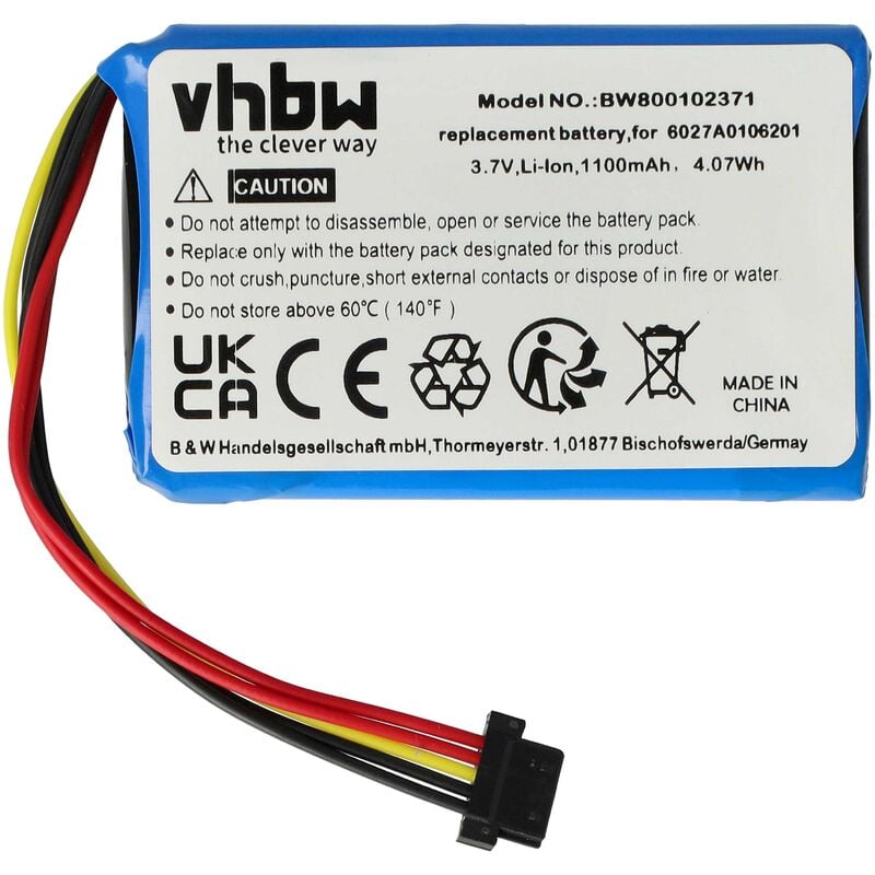 Vhbw - 1x Akku kompatibel mit TomTom xxl 540, 540S gps Navigation Navi (1100 mAh, 3,7 v, Li-Ion)
