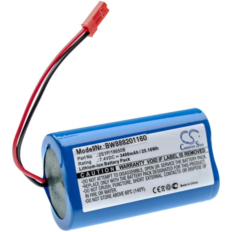 Vhbw - Akkupack kompatibel mit Arizer Solo, Solo 2 Vaporizer (3400 mAh, 7,4 v, Li-Ion)