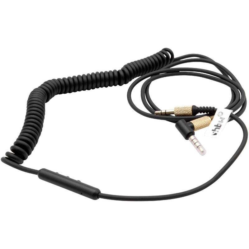 Audio aux Kabel kompatibel mit Marshall Major Bluetooth, Major ii Kopfhörer - Audiokabel 3,5mm Klinkenstecker, 150 - 230 cm, Gold/Schwarz - Vhbw