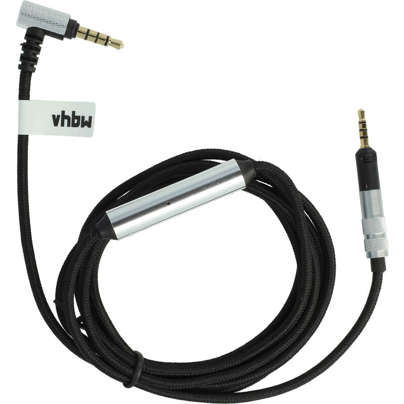 Audio aux Kabel kompatibel mit Sennheiser HD558, HD559, HD560S, HD569 Kopfhörer - Audiokabel 3,5 mm Klinkenstecker, 150 cm, Schwarz, Silber - Vhbw