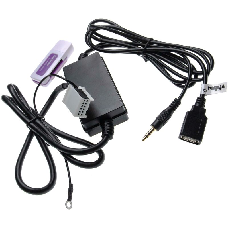 Aux usb Audio Adapter Kabel kfz Radio kompatibel mit Audi Symphony 2+/3 Auto, Autoradio - Vhbw