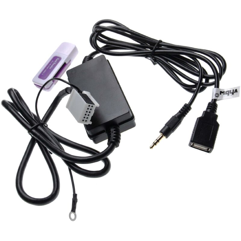 Aux usb Audio Adapter Kabel kfz Radio kompatibel mit Seat PN-1/3, RNS-4, Radio CD-1/2/3, SE250/350, SE359/360 Auto, Autoradio - Vhbw