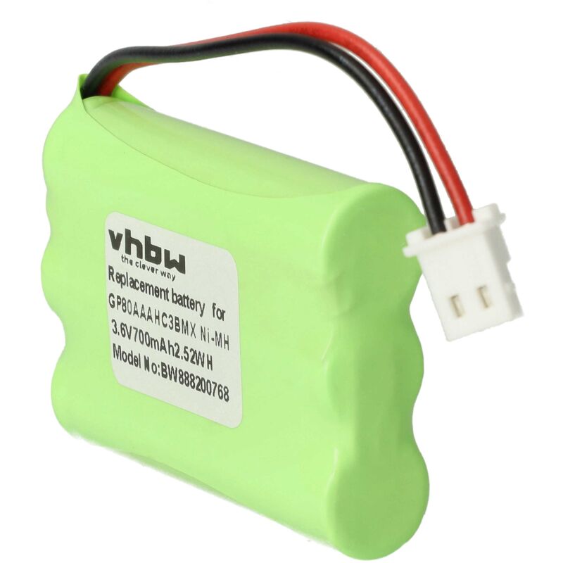 Vhbw - Akku Ersatz für Motorola HRMR03, GP80AAAHC3BMX für Babyphone Babytalker (700 mAh, 3,6 v, NiMH)