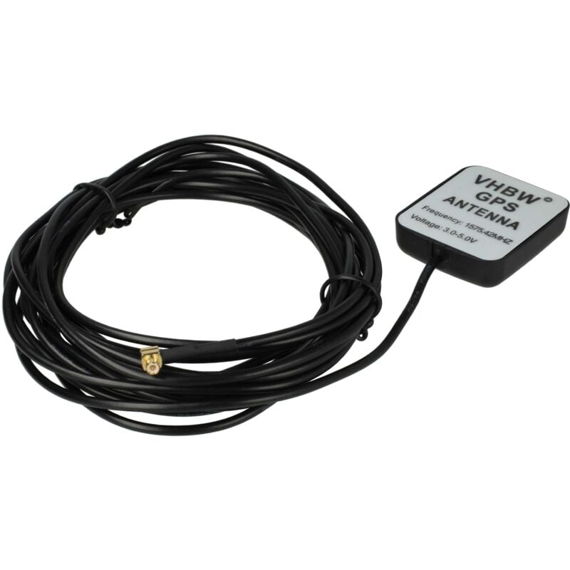 Vhbw - gps Antenne für Navi mit MCX-Anschluss - Magnetfuß, 5 m, Schwarz