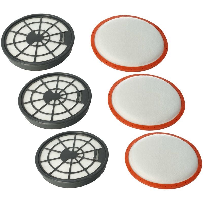 Filter-Set kompatibel mit Dirt Devil Pick Up Power Pet, Ultima Power Parquet Staubsauger - 6x Filter (Abluft-Filter, Motorschutz-Filter) - Vhbw