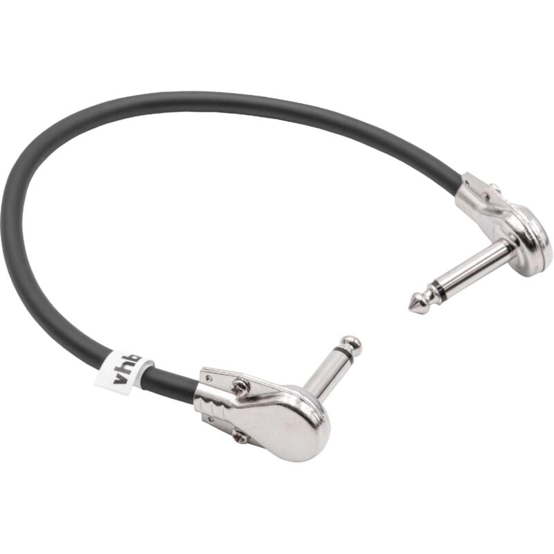 Vhbw - Gitarren-Patchkabel 15cm Klinke Kabel für Effektpedale - Klinkenpatchkabel mit 6,35mm Klinkenstecker, gewinkelt, flach, schwarz / silber