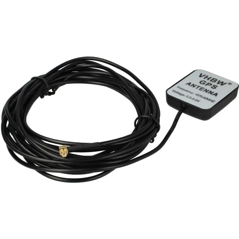 Vhbw - gps Antenne kompatibel mit Navman GPS-3000, C550, C530, C510, C340 Navi mit MCX-Anschluss - Magnetfuß, 5 m, Schwarz