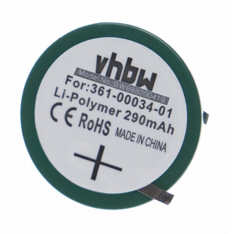 Vhbw - 1x Akku kompatibel mit Garmin Forerunner 405, 405CX, 410, 410CX Smartwatch Uhr Fitnessarmband (290 mAh, 3,7 v, Li-Polymer) Knopfzellenakku