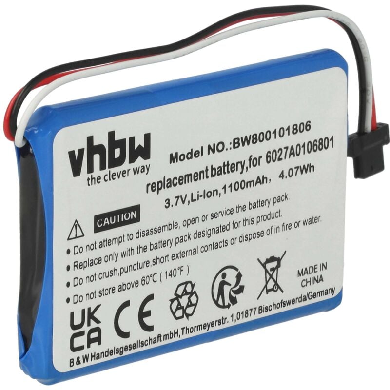 Vhbw - 1x Akku kompatibel mit TomTom xl V3, iq, 4EM0.001.01 gps Navigation Navi (1100 mAh, 3,7 v, Li-Ion) - Ersatz für 6027A0093901